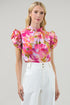 Abigal Floral Brenna Mock Neck Ruffle Blouse